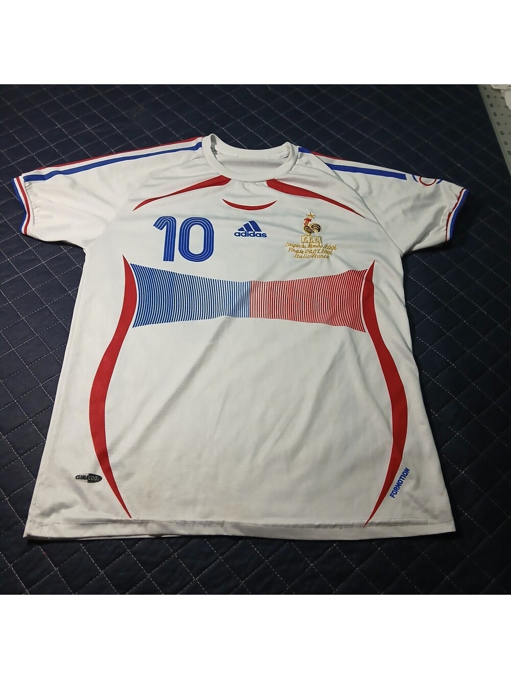 Adidas 2006 France Zidane 10 Soccer Jersey White Blue Red Men's Top